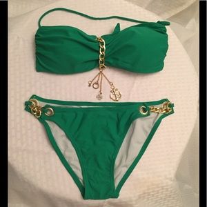 Green two-piece swimsuit